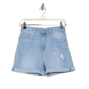 Denim Rolled Hem Sustainable Denim High-Rise Shorts